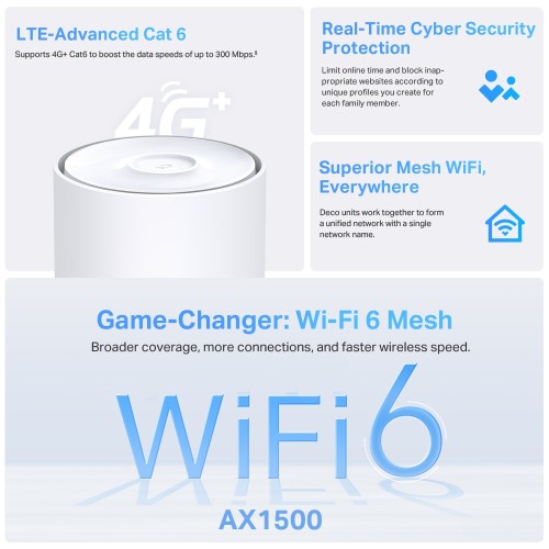 TP-Link Deco X10-4G 4G+ Wi-Fi 6 Mesh-роутер AX1500 (1-pack)