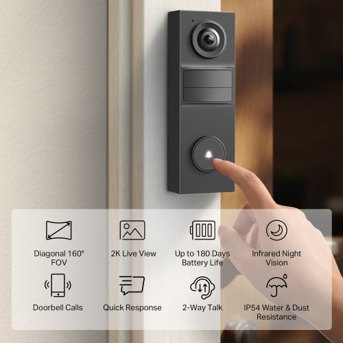 TP-Link Tapo D205 2K 3 MP Kameralı Ağıllı Qapı Zəngi