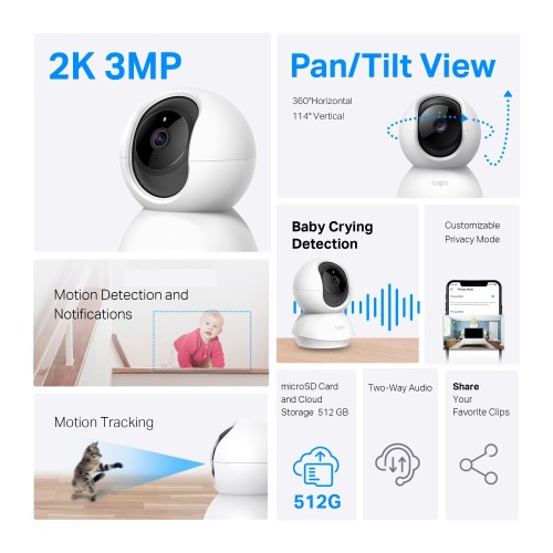 TP-Link Tapo C210 2K 3 MP Wi-Fi Kamera