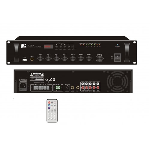 Трансляционный  усилитель мощности ITC Audio T-120U 120Вт с поддержкой USB и MP3 формата 