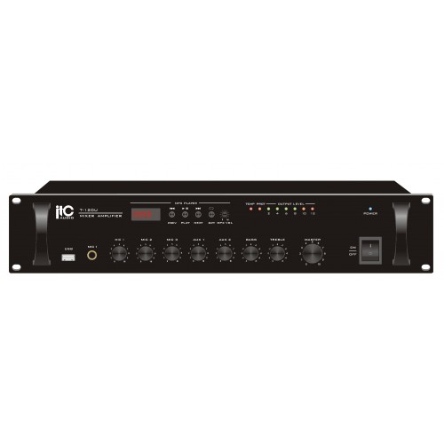 Трансляционный  усилитель мощности ITC Audio T-120U 120Вт с поддержкой USB и MP3 формата 
