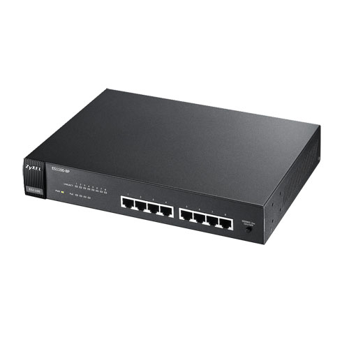 8-портовый коммутатор Fast Ethernet c 4 портами PoE ZYXEL ES1100-8P