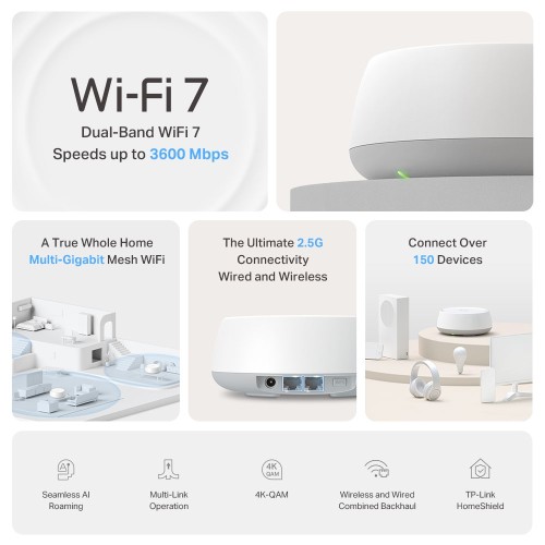 BE3600 Mesh WiFi 7 System TP-Link Deco BE25 (2-pack)
