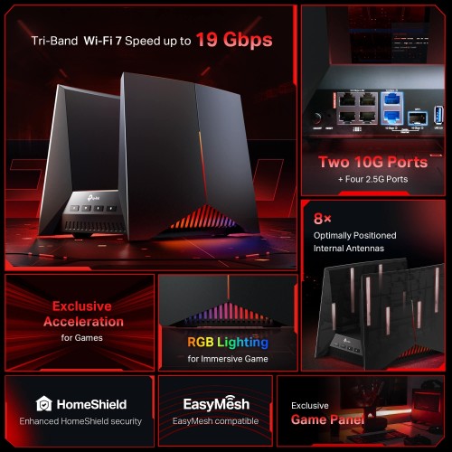 BE19000 Tri-Band Wi-Fi 7 Gaming Router TP-Link Archer GE800
