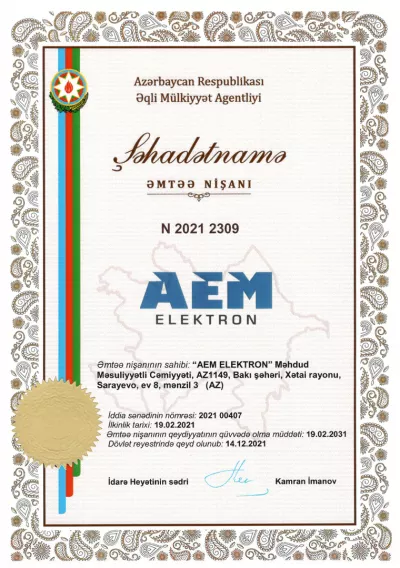 «AEM Elektron» Sertifikatı